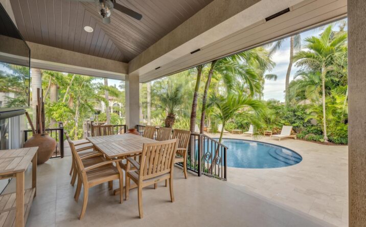 Covered outdoor patio and dining area built by CKA Construction